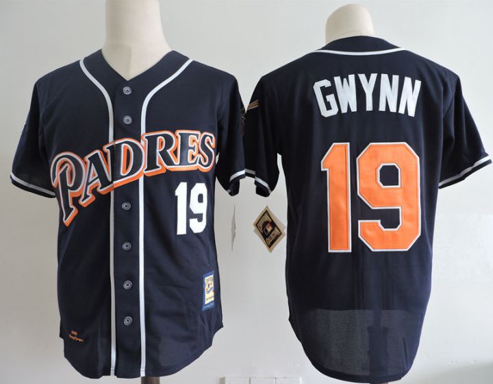 Men San Diego Padres 19 Tony Gwynn Blue Throwback 1998 MLB Jerseys